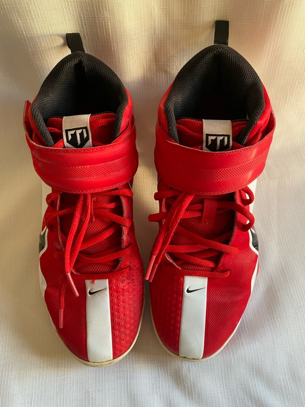 Nike Kids Red and White High-Top Football cleats